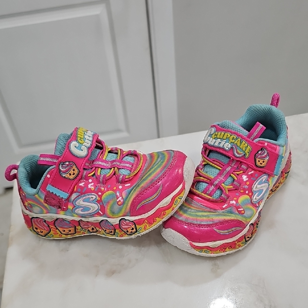 Skechers Pink and Blue Sneakers with Velcro Straps